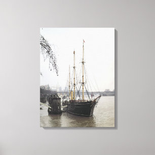 Uitzicht van de Theems met RRS Discovery Canvas Afdruk