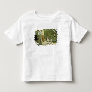 Uitzicht van de tuin van de kunstenaar met zijn do kinder shirts