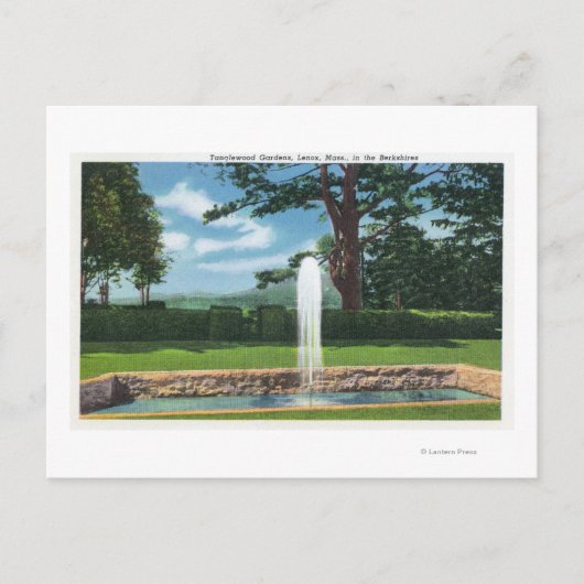 Uitzicht van de tuinen en fonteinen van Tanglewood Briefkaart (Voorkant)