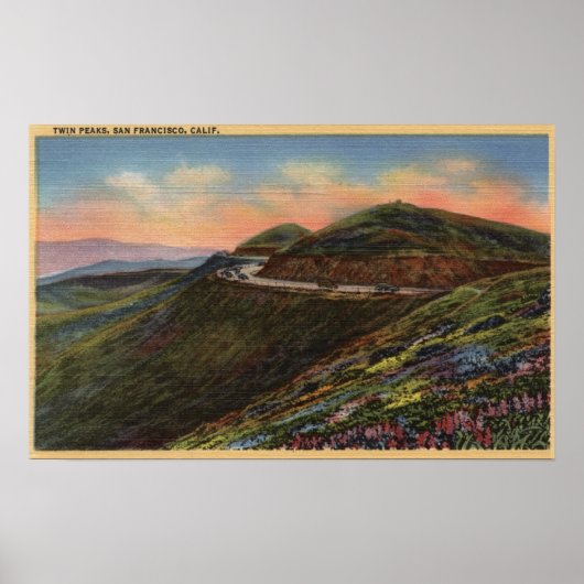 Uitzicht van de Twin Peaks & Highway Poster (Voorkant)