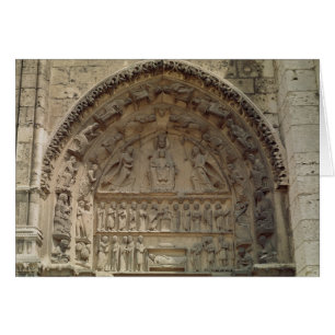 Uitzicht van de tympanum dat de Madonna afschilder