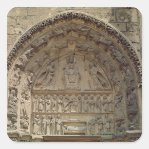 Uitzicht van de tympanum dat de Madonna afschilder Vierkante Sticker