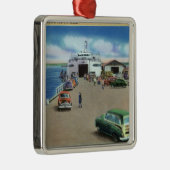 Uitzicht van de veerboot op de pier metalen ornament (Rechts)