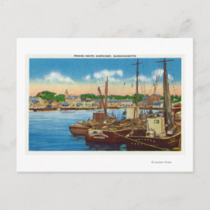 Uitzicht van de Vissende boten in de haven Briefkaart