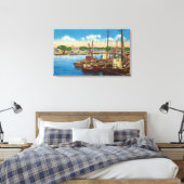 Uitzicht van de Vissende boten in de haven Canvas Afdruk (Insitu (Slaapkamer))