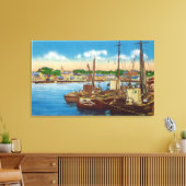 Uitzicht van de Vissende boten in de haven Canvas Afdruk (Insitu (Woonkamer))