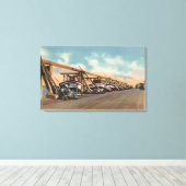 Uitzicht van de Vissende boten op de gemeentelijke Canvas Afdruk (Insitu (Houten vloer))