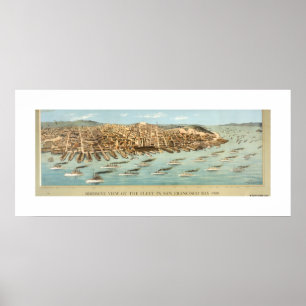 Uitzicht van de vloot in de baai van San Francisco Poster