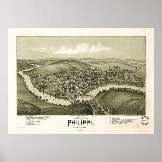Uitzicht van de vogelpest op Philippi, West-Virgin Poster (Voorkant)