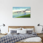 Uitzicht van de vredesbrug over de Niagara Canvas Afdruk (Insitu (Slaapkamer))