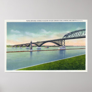 Uitzicht van de vredesbrug over de rivier de Niaga Poster