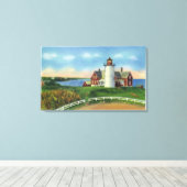 Uitzicht van de vuurtoren van Nobska, Bossen Hole Canvas Afdruk (Insitu (Houten vloer))