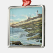 Uitzicht van de vuurtoren van Pemaquid Metalen Ornament (Links)