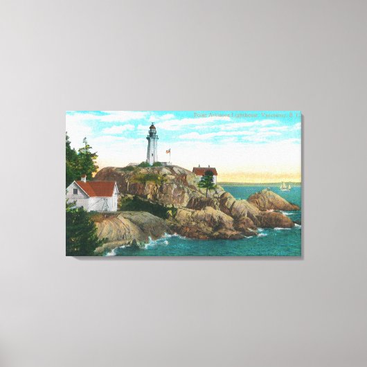 Uitzicht van de vuurtoren van Point Atkinson Canvas Afdruk (Voorkant)