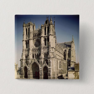 Uitzicht van de West Facade, c.1220-70 Vierkante Button 5,1 Cm