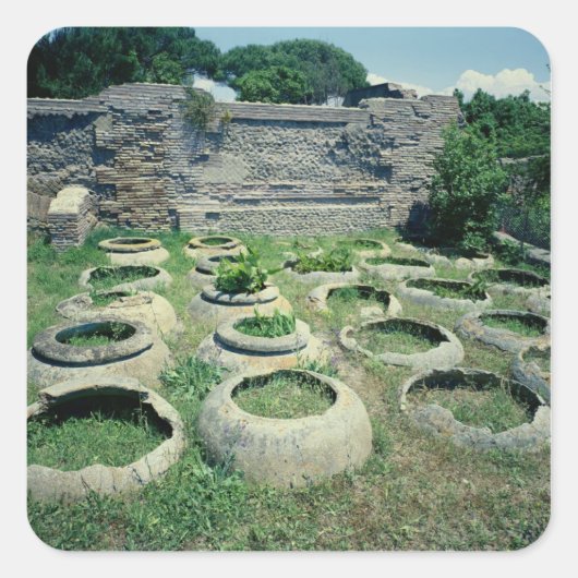 Uitzicht van de winkels vierkante sticker (Voorkant)