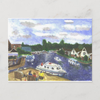 Uitzicht van de Wroxham Bridge Norfolk Broads Briefkaart