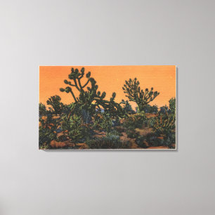 Uitzicht van de Yucca-bomen in de Mohave-woestijn Canvas Afdruk