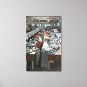 Uitzicht van de zalmkankerij canvas afdruk