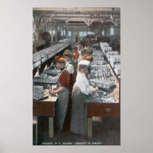 Uitzicht van de zalmkankerij poster