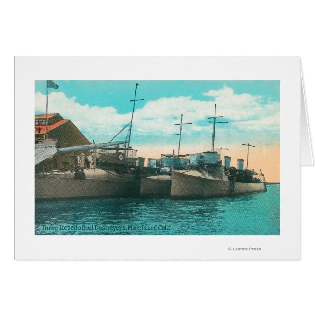 Uitzicht van drie torpedo-bootdoeners in de dok (Voorkant Horizontaal)