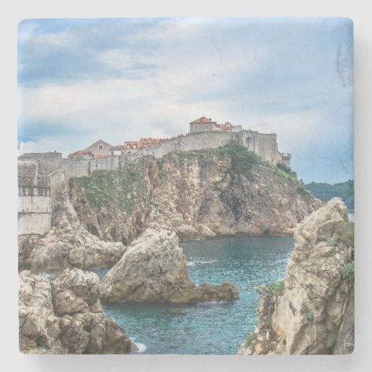 Uitzicht van Dubrovnik uit zee Stenen Onderzetter (Voorkant)