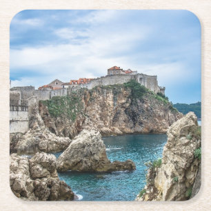 Uitzicht van Dubrovnik uit zee Vierkante Kartonnen Onderzetter