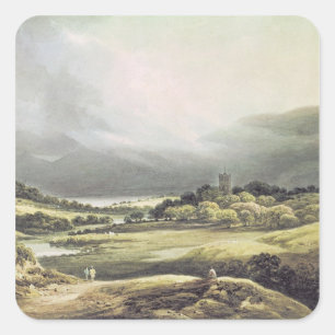 Uitzicht van Dunloe Castle, Killarney, 1805 Vierkante Sticker