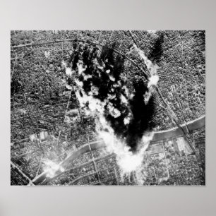 Uitzicht van een B-17 op een bomaanslag - Parijs W Poster