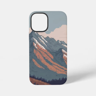 uitzicht van een berg met pixels iPhone 12 mini hoesje