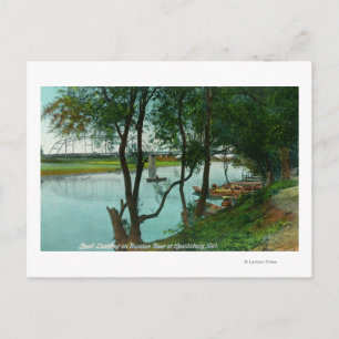 Uitzicht van een Boat aan land op de Russische riv Briefkaart