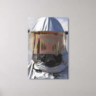 Uitzicht van een brandweerman canvas afdruk