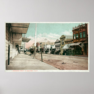 Uitzicht van een Business StreetMonterey, CA Poster
