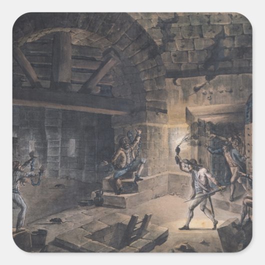 Uitzicht van een cel in de Bastille Vierkante Sticker (Voorkant)