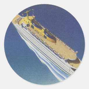 Uitzicht van een  cruiseschip in de oceaan ronde sticker