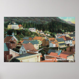 Uitzicht van een deel van de stad poster