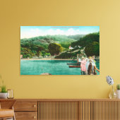 Uitzicht van een familie op Lake DockInverness, CA Canvas Afdruk (Insitu (Woonkamer))