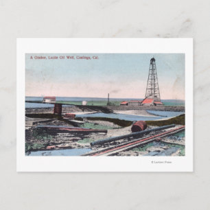 Uitzicht van een Gusher bij Lucile Oil Well Briefkaart