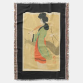 Uitzicht van een Japanse vrouw in Parijs, Frankrij Deken (Voorkant Verticaal)