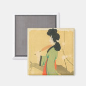 Uitzicht van een Japanse vrouw in Parijs, Frankrij Magneet (Voorkant / Achterkant)