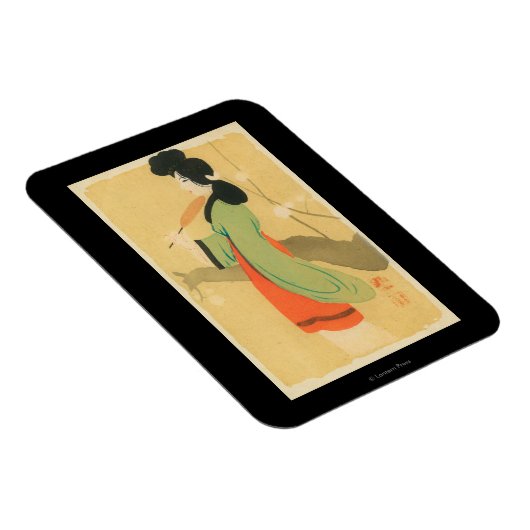 Uitzicht van een Japanse vrouw in Parijs, Frankrij Magneet (Rechterzijde)