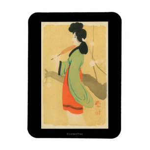 Uitzicht van een Japanse vrouw in Parijs, Frankrij Magneet