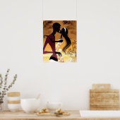 Uitzicht van een jong koppel dat op het strand sta poster (Keuken)