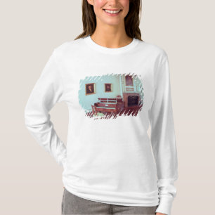 Uitzicht van een kamer met een grote piano t-shirt