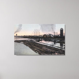 Uitzicht van een Lumber Mill Canvas Afdruk