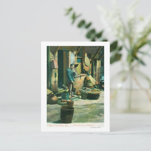 Uitzicht van een Man dat uit zijn pijp rokt Briefkaart (Staand voorkant)