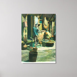 Uitzicht van een Man dat uit zijn pijp rokt Canvas Afdruk
