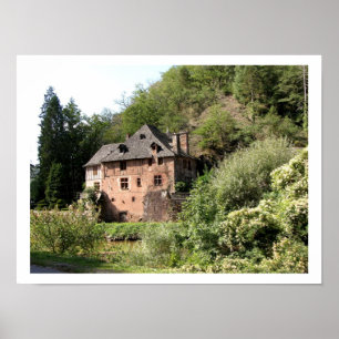 Uitzicht van een manorhuis (foto) poster