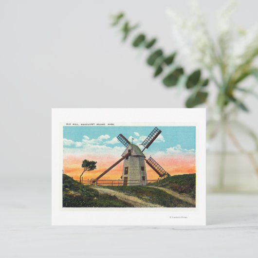 Uitzicht van een oude windmolen briefkaart (Staand voorkant)