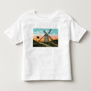 Uitzicht van een oude windmolen kinder shirts